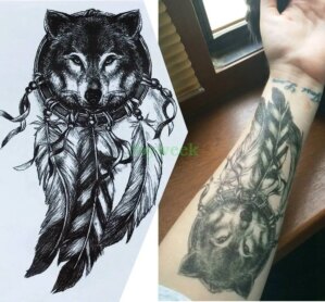 Waterproof Temporary Tattoo Sticker crow wolf forest tatto stickers flash tatoo fake tattoos for women men 7