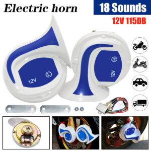 AD 12V Motorcycles Horn Speaker Digital Electric Siren Loud Air Snail Horn Magic 18 Sounds Security Alarm System Loud for Motor