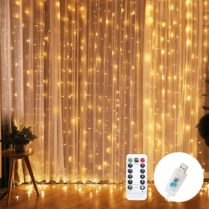 LED Garland Curtain Lights 8 Modes USB Remote Control Fairy Lights String Wedding Christmas Decor for Home Bedroom New Year Lamp