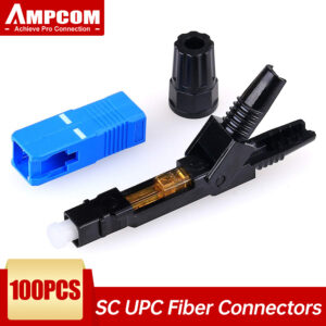 AMPCOM SC UPC/APC Fiber Optic Quick Connector, FTTH Single Mode Fast Field Assembly Reusable Optical Cold Connection Adapter
