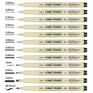 12pcs Micro Fineliner Drawing Art Pens Waterproof Art Brush Set with 12 Tips Sketching Technical Drawings Painting Marking Diary