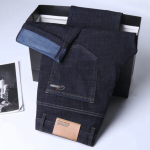 New Ice Silk Thin Denim Jeans For Men Blue Straight Stretch Cotton Pants Business Casual Lightweight Trousers Spring Summer