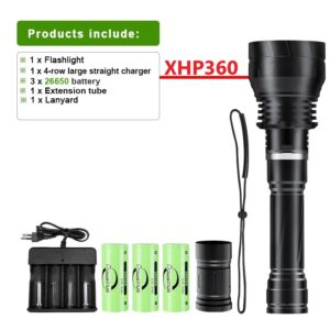 Super Powerful Diving Flashlight XHP360 Professional Scuba Diving Torch IPX8 Waterproof LED Flashlight Underwater Light Lantern