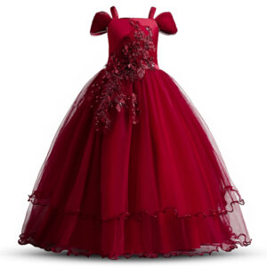 Teen Girl Bridesmaid Dresses for Wedding 12 to 14 Yrs Formal Evening Prom Long Gown Flower Elegant Birthday Party Princess Dress