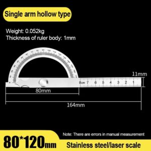 180 Degree Protractor High Precision Metal Angle Finder Goniometer Stainless Steel Rotary Measuring Ruler Woodworking Ruler