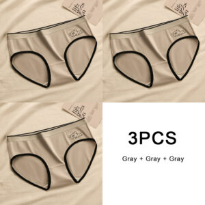 3PCS Soft Briefs Comfortable Sexy Mid-rise Lingerie for Ladies Sports Panty Women Underwears Intimate Underwear Women’s Panties