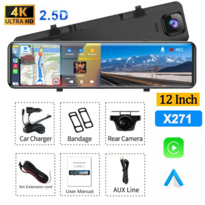 4K Dash Cam for Cars 12inch Wireless CarPlay Android Auto Car DVR Video Recorder GPS Rear View Mirror car intelligent systems