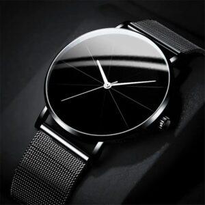 1Pc Men’s Stylish And Minimalist Quartz Mesh Watch With Scale