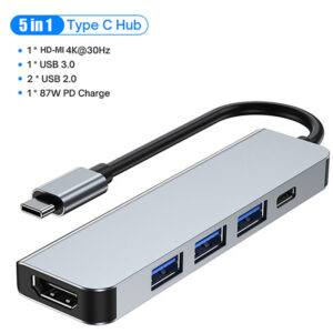 USB C HUB 4K 30Hz Type C to HDMI-compatible PD 87W USB Splitter USB Adapter For Macbook Air Pro USB3.0 HUB TF SD Multi Converter