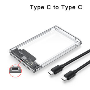 2.5 inch Hard Drive Enclosure USB 3.0/Type C to SATA III Clear External Hard Drive Case for 2.5 inch SATA SSD HDD Support UASP
