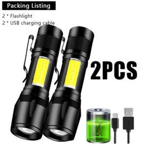1/3/5/7 PCS Mini LED Flashlight COB+XPE Portable Torch Camping Lantern Zoomable Focus Light Tactical Flashlight with Pen Clip