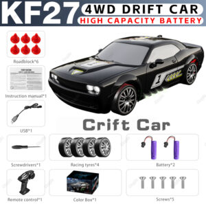 KF27 2.4G Professional Drive with Lights Racing Remote Control Car 1:20 Four-wheel Drive Drift Car High-speed Competition Toys