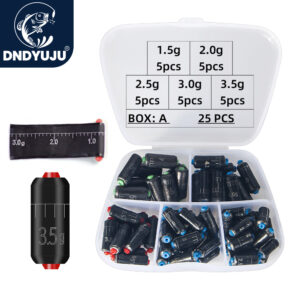 DNDYUJU 25-130pcs/box Lead Sinker Fishing Ruler Lead Set Quick Replace 1.5g-5.0g Weight Sinkers Fishing Accessories Tackle Pesca