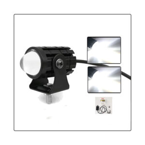 2PCS Universal Motorcycle LED Headlight Projector Lens Dual Color ATV Scooter Driving Lamp Fog Light Auxiliary Spotlight Lamp