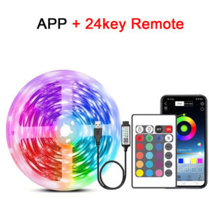 RGB 5050 LED Strip Lights Music Sync USB 5V Remote Control Led Ribbon Flexible Lamp For Room Party TV Desk Bedroom Decoration