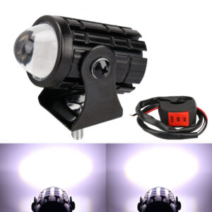 1Pcs Motorcycle LED Spotlight Projector Lens Headlight with Switch Dual Color Driving Light for ATV Scooter Auxiliary Lamp