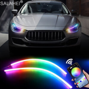 Symphony DRL Car LED Daytime Running Light APP Control Flexible RGB Flowing Turn Signal Strip Headlight Decorative Lamp 12V 24V