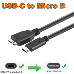 USB C to Micro B 3.0 cable Short 5Gbps USB 3.1 USB-C to USB 3.0-Micro B data Sync cord for Hard Drive Disk HDD SSD cable WD