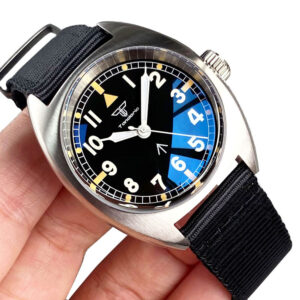 NH35 Movement 36mm Small Mechanical Watch for Men Pilot Wristwatch Green Lume Nylon Band Steel Sport Clock