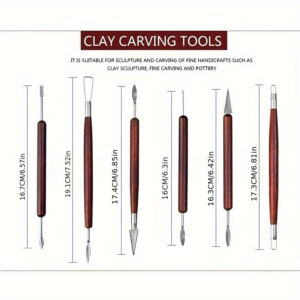 6PCS Sculpting Tool Pottery Wood Handle Set Wax Carving Sculpt Smoothing Polymer Shapers Pottery Clay Ceramic Tool Accessories