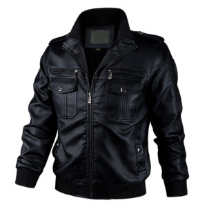 Zip Up Leather Jacket Men’s Autumn Winter Vintage Motorcycle Jacket for Men Fashion Biker Leather Coats Male Outerwear Windbreak