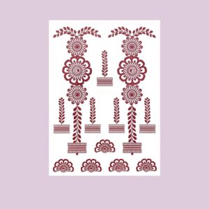 Waterproof Temporary Tattoo Stickers for Women Brown Henna Stickers for Hand Maroon Tattoo for Wedding Ramadan Festival