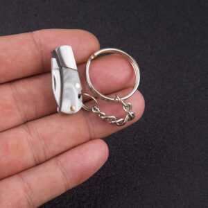 New Mini Fold Knife Keychains Portable Acrylic Small Blade Pendant Key Chains Rings Cute Keyring Outdoor Hanging Camping Knife