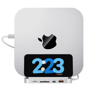 Minisopuru Upgrade Mac Mini Hub Support M.2 NVMe/SATA SSD Enclosure 10Gbps USB C/A Mac Mini Dock Stand for Mac Mini M2/M2 Pro/M1