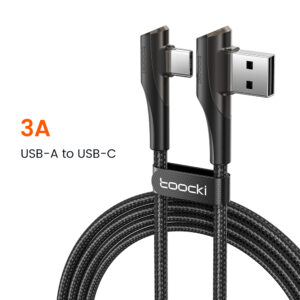 Toocki 3A USB To Type C Cable For Xiaomi Samsung Huawei C Type Fast Charging Double Bend Cord For Android Phone USB C Data Wire