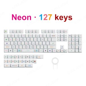 Neon Theme 127 keys PBT Keycaps XDA Profile ISO layout English Korean For Gaming RGB Mechanical Keyboard for Cherry MX Switch
