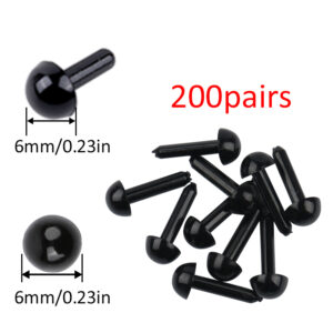 KRABALL 200 Pairs Plastic Eyes 3/4/5/6 mm Safety Eyes Needle Felting for Teddy Bears Dolls Animals Black Eyes Dolls Accessories
