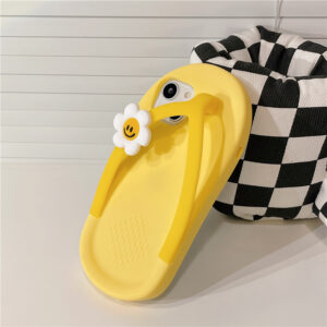 Korea Cute Funny Flower Slippers Soft Phone Case For iPhone 14 13 Mini 12 11 Pro XR X S MAX 6 7 8 Plus Silicone Protective Cover