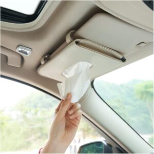 Leather Tissue Holder, Mask Holder, Rectangular Sun Visor Napkin, Mask Dispenser, Premium Car Tissue Box for car
