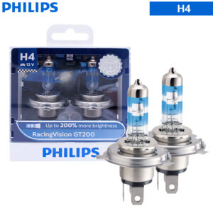 Philips Racing Vision GT200 H4 H7 12V +200% Brighter Light Car Halogen Headlight Original Auto Lamps High Low Beam ECE, 2pcs