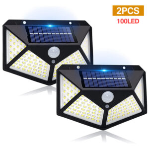 166LED Solar Light Outdoor Waterproof with Motion Sensor Solar Wall light Remote Control 3 Modes for Patio Garage Backyard light