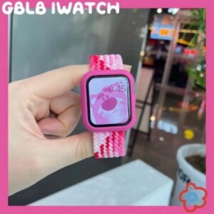 Korean Cute Braied Strap + Case For Apple Watch Band 49mm 41mm 45 44 38 42 Nylon Bracelet For iWatch Series 9 8 7 6 5 4 3 SE 40