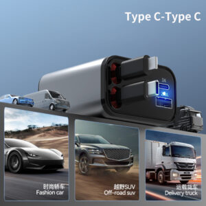 120W 4 in 1 Retractable Car charger USB C for iPhone Xiaomi Huawei Samsung Fast charging cable Cigarette Lighter Adapter