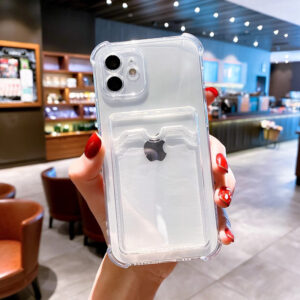 Wallet Card Holder Clear Soft Case For iPhone 11 13 12 14 15 16 Pro Max X XSMax XR 7 8 Plus SE 2022 Transparent Card Slots Cover