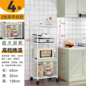 Multi-Layer Kitchen Organizer Microwave Storage Rack with Pulley Trolley Tool Multi Scene Pot Storage Racks Bathroom Shelves