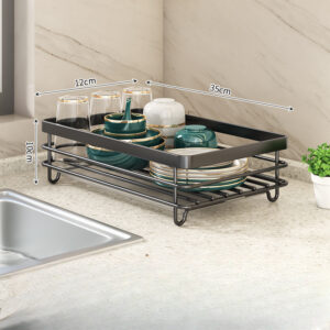 Dish Drying Rack with Drainboard Adjustable Kitchen Storage Organizer Countertop Cup Plates Holder Bowl Drainer Drip Tray Home
