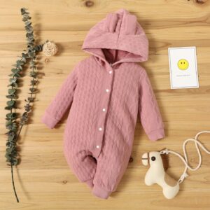 Autumn Winter Newborn Baby Romper Boys Girls Lovely Ears Hooded Long Sleeve Infant Bodysuit Warm Jumpsuit Toddler ΓÇïGirl Clothes