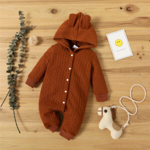 Autumn Winter Newborn Baby Romper Boys Girls Lovely Ears Hooded Long Sleeve Infant Bodysuit Warm Jumpsuit Toddler ΓÇïGirl Clothes