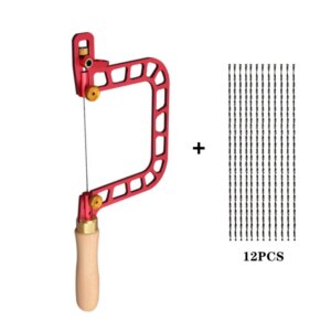 Woodworking Coping Saw Aluminum Alloy Frame Fret Saw with Replacement Blades Set for Jade Stone Ceramic Glass Wood Metal Cutting