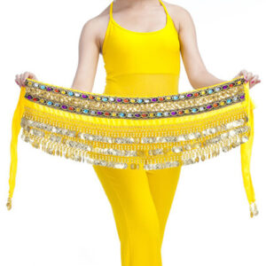 Belly Dance Costume Belt Velvet Belly Dancing Hip Scarf Indian Dancer Hipscarf Beads & Coins Training Performance Outfits Coins