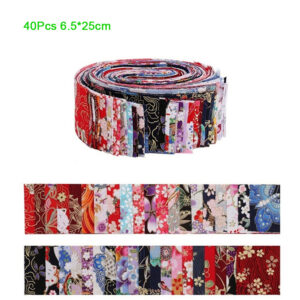 40Pcs Japanese Jelly Roll Strips Fabric Cotton Quilting Material Craft Fabric Bundle Patchwork Sewing Dolls Bag Needlework Cloth