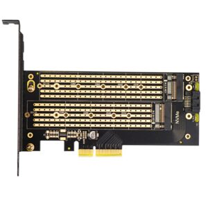 JEYI Dual M.2 PCIE 4.0 Adapter for NVMe / NGFF SSD, NVME (M Key) and SATA (B Key) SSD to PCIe X4 X8 X16 Slot for Desktop PC SK6