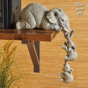 2024 Resin Decorative Craft 3-piece Realistic Elephants Mother Hanging 2-Babies Figur. Jessica