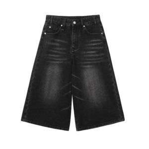 Vintage Y2k Baggy Denim Shorts Wide Leg Pants For Women&Men Fashion High Waisted Wash Knee Length Jeans Shorts Oversize Pants