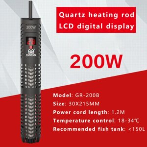 SUNSUN Aquarium Submersible Heater Fish Tank LCD Display Digital Adjustable Water Heating Rod Constant Temperature Control 500W