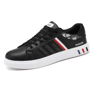 Men’s Casual Sports Shoes for Men Lightweight PU Leather Sneakers Breathable Mens Flat WhiteTennis Shoes